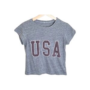 USA Heather Gray Short Sleeve Varsity Letters Crop Tee Size S (OS)